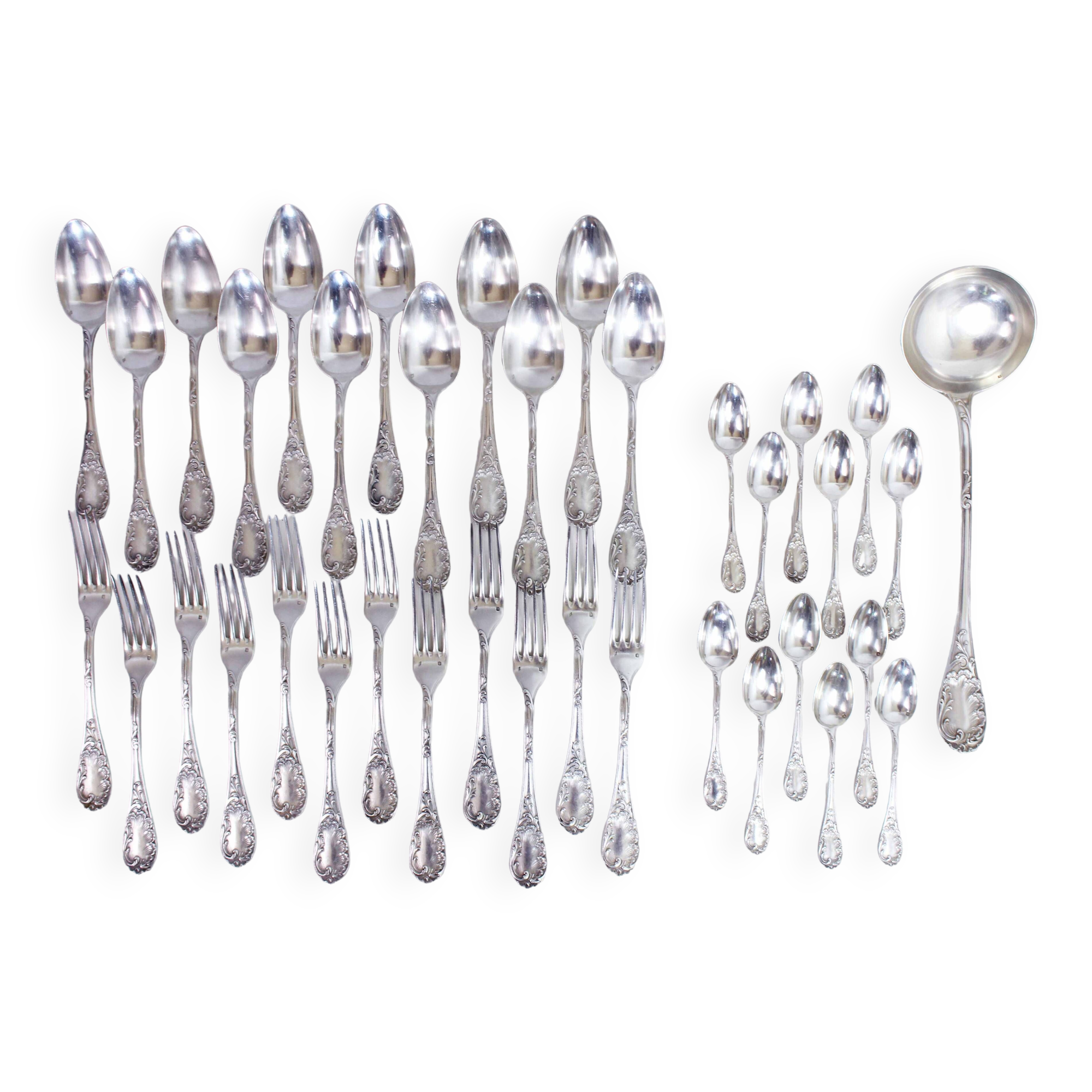Set of 37 Emile Puiforcat cutlery in solid silver