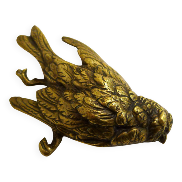 Petite sculpture presse-papier Oiseau mort en bronze / laiton doré — Beyit