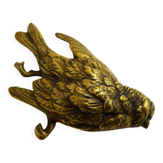 Small paperweight sculpture of a dead bird in bronze / gilded brass.