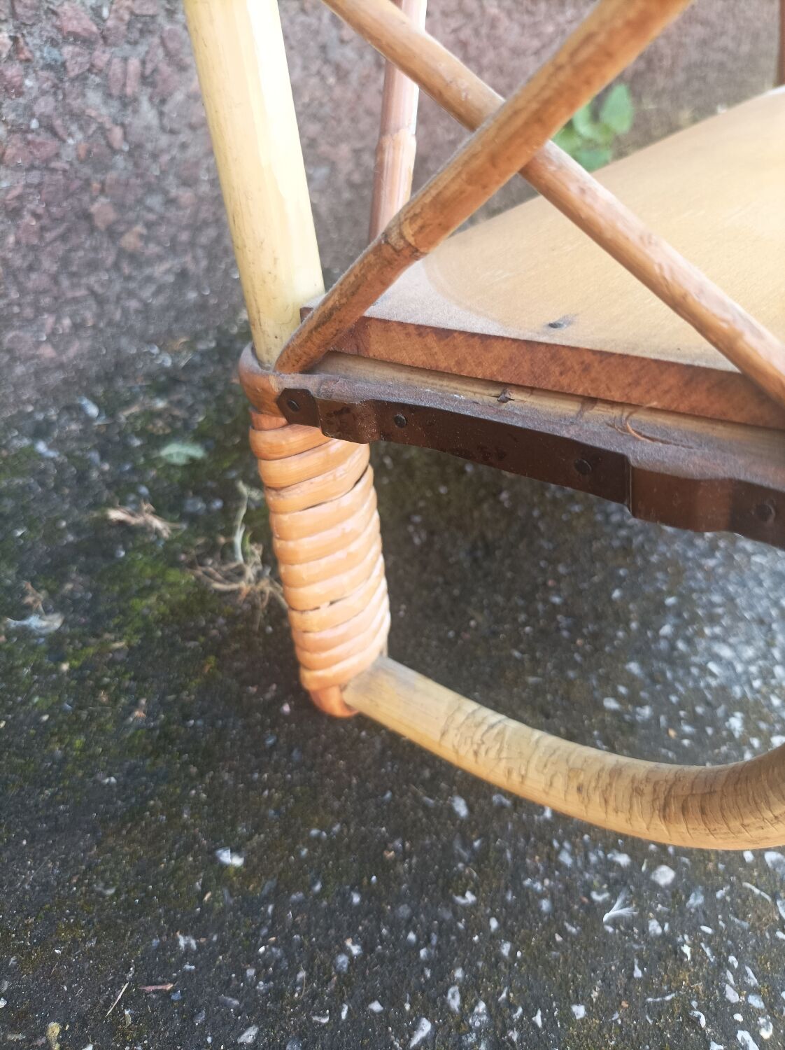 Pair of wall shelves vintage in rattan bamboo wicker