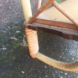 Pair of wall shelves vintage in rattan bamboo wicker