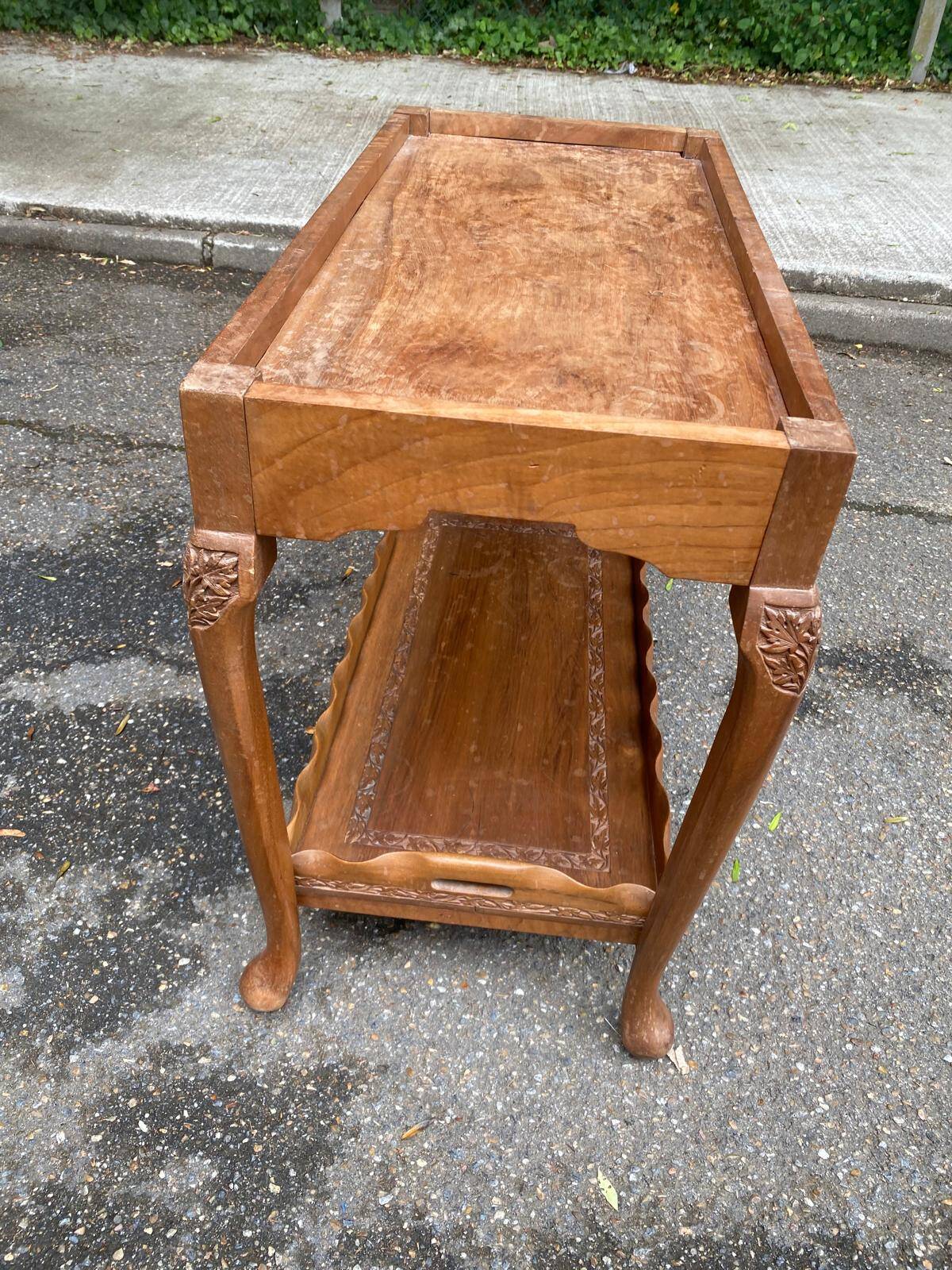 1950s solid wood console bar table.