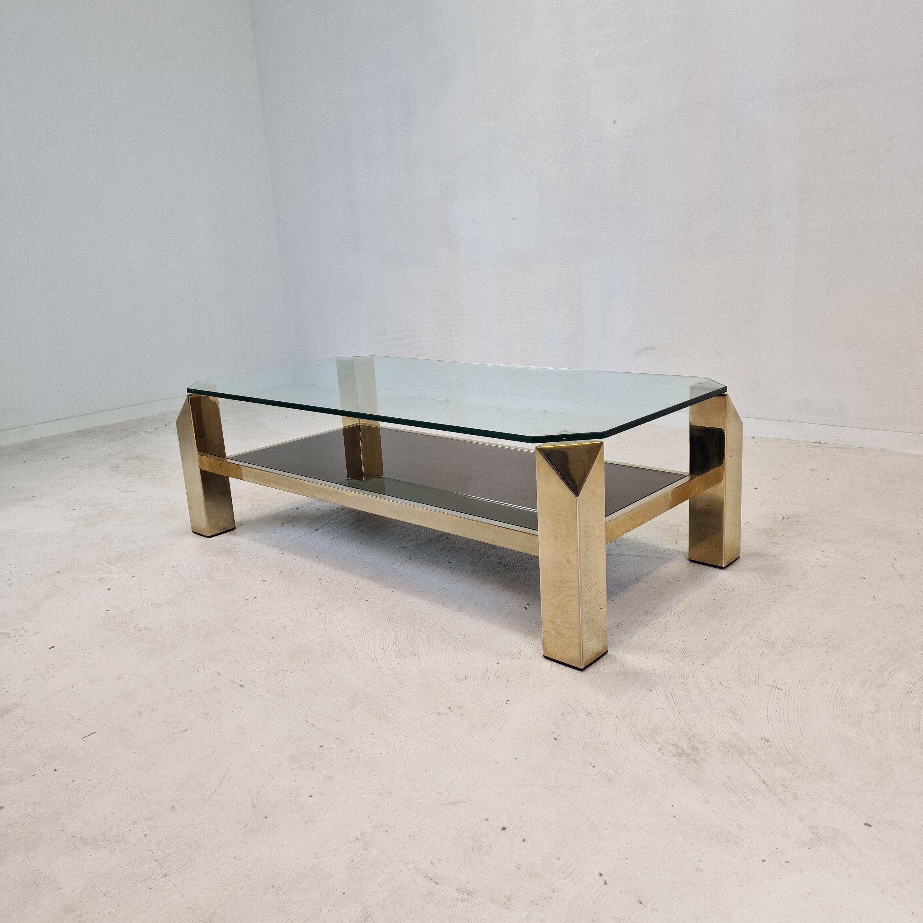 Belgo chrom coffee table 23kt gold plated, 1970's