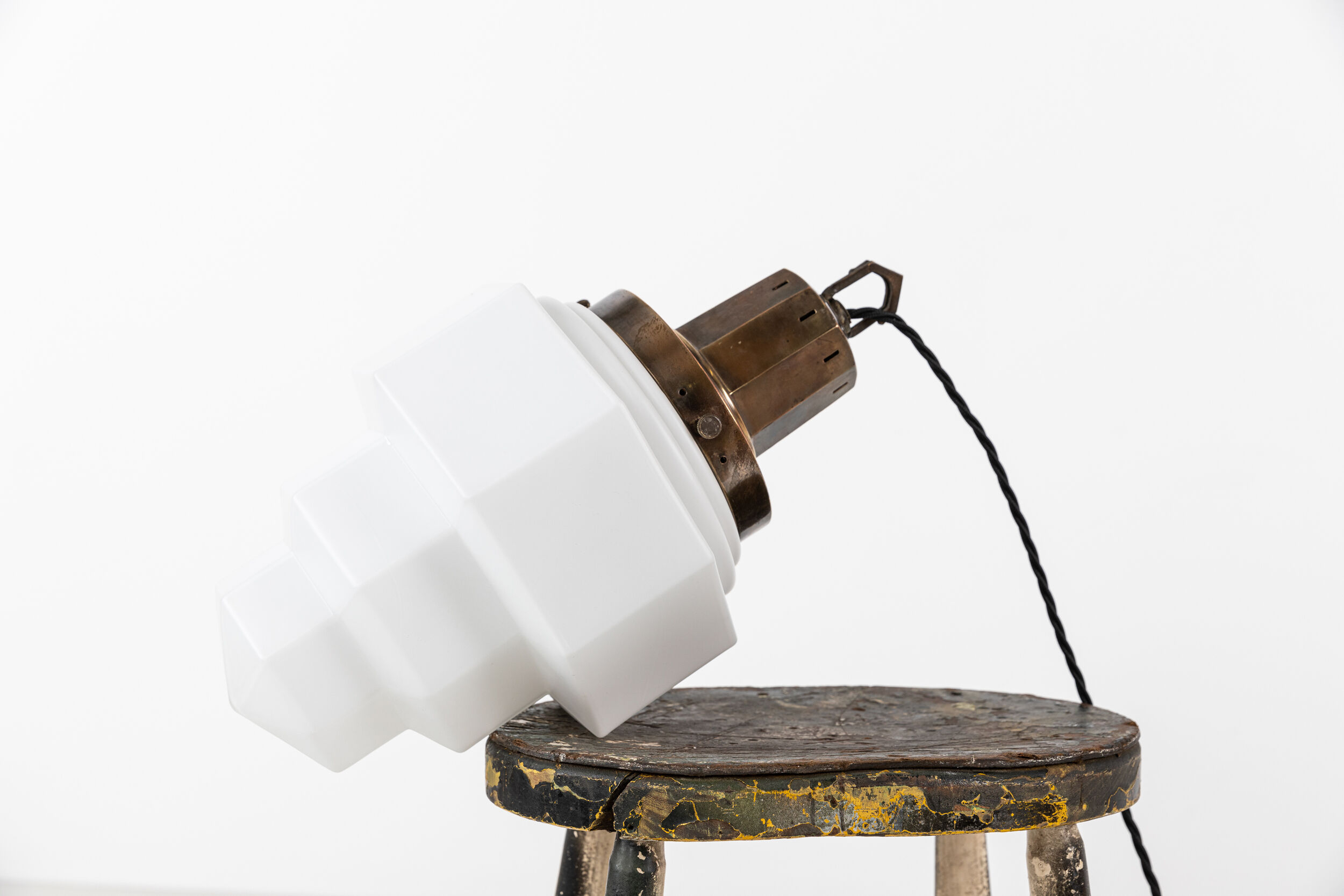 Octagonal art deco skyscraper opaline lamp