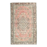 Tapis oriental vintage rouge pâle et marron