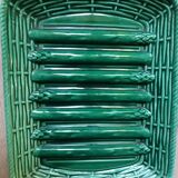 Green Barbotine dish with asparagus patterns