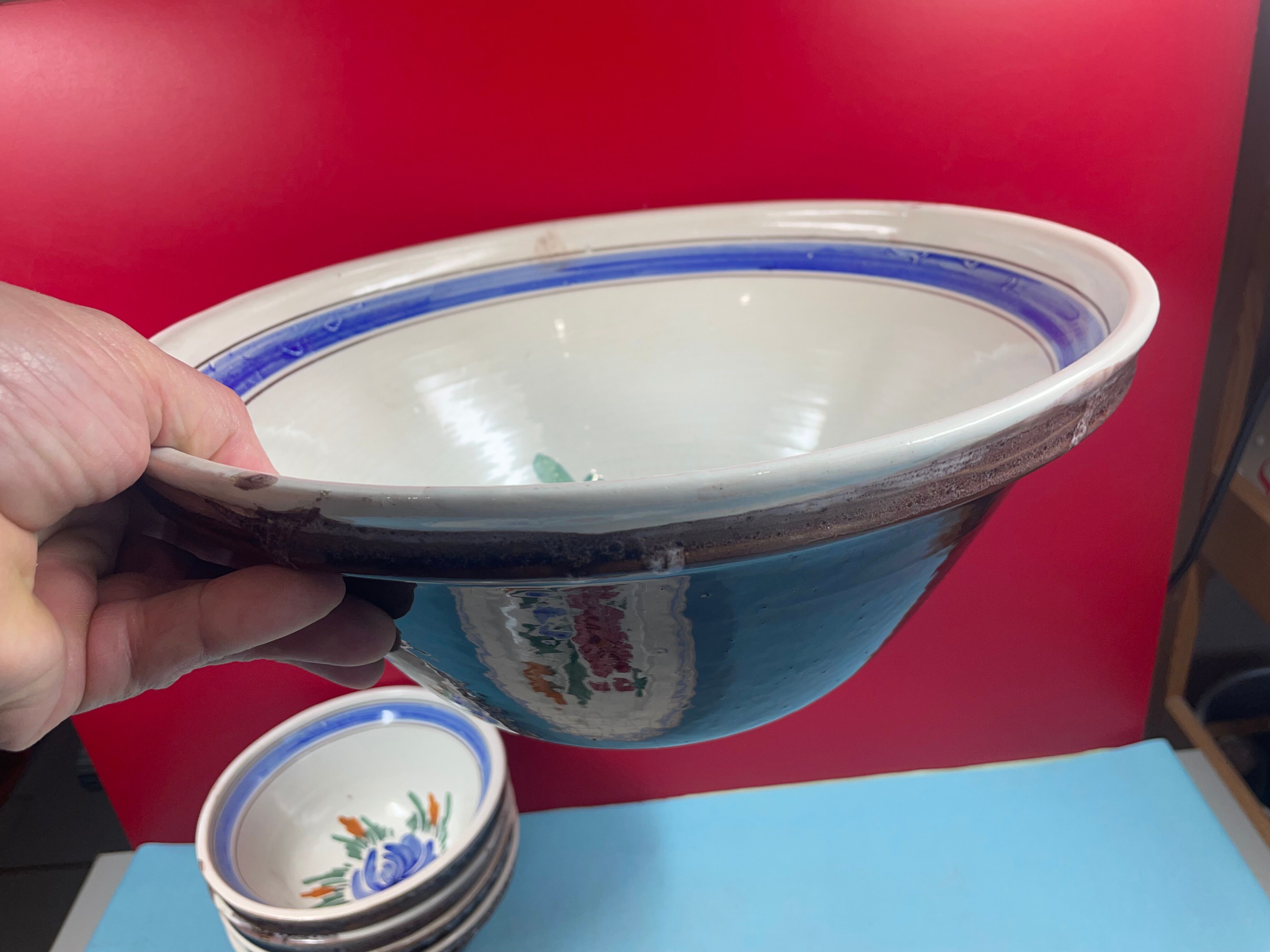 Old floral décor tableware 1 bowl, 6 flat plates & 4 bowls