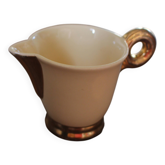 Ecru ceramic milk jug with gold decoration from Sarreguemines.