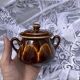 Vintage Belgian earthenware sugar bowl