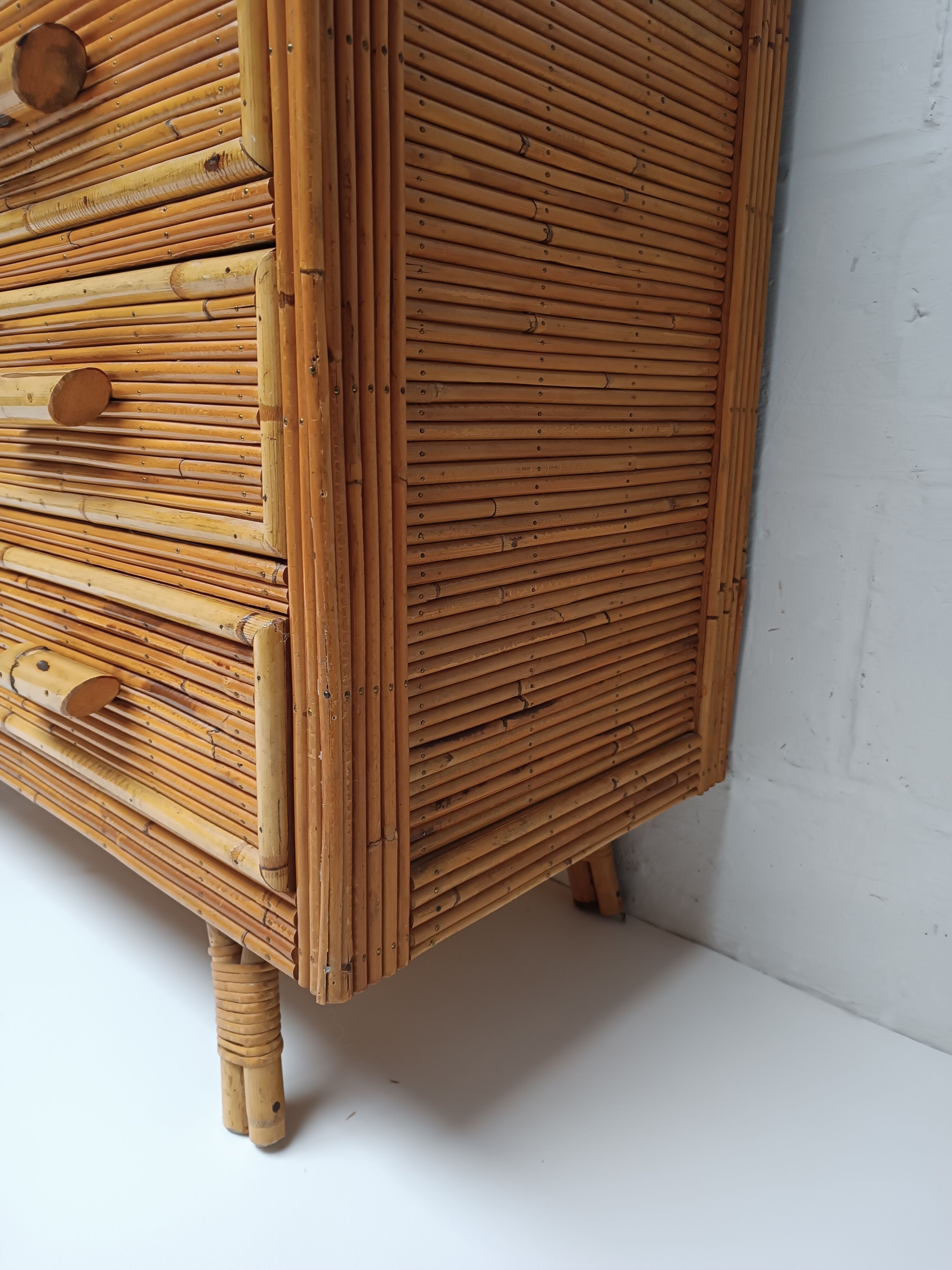 Rattan chest of drawers 60s-70s