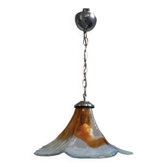 Chandelier bicolor glass 70s style Toni Zuccheri