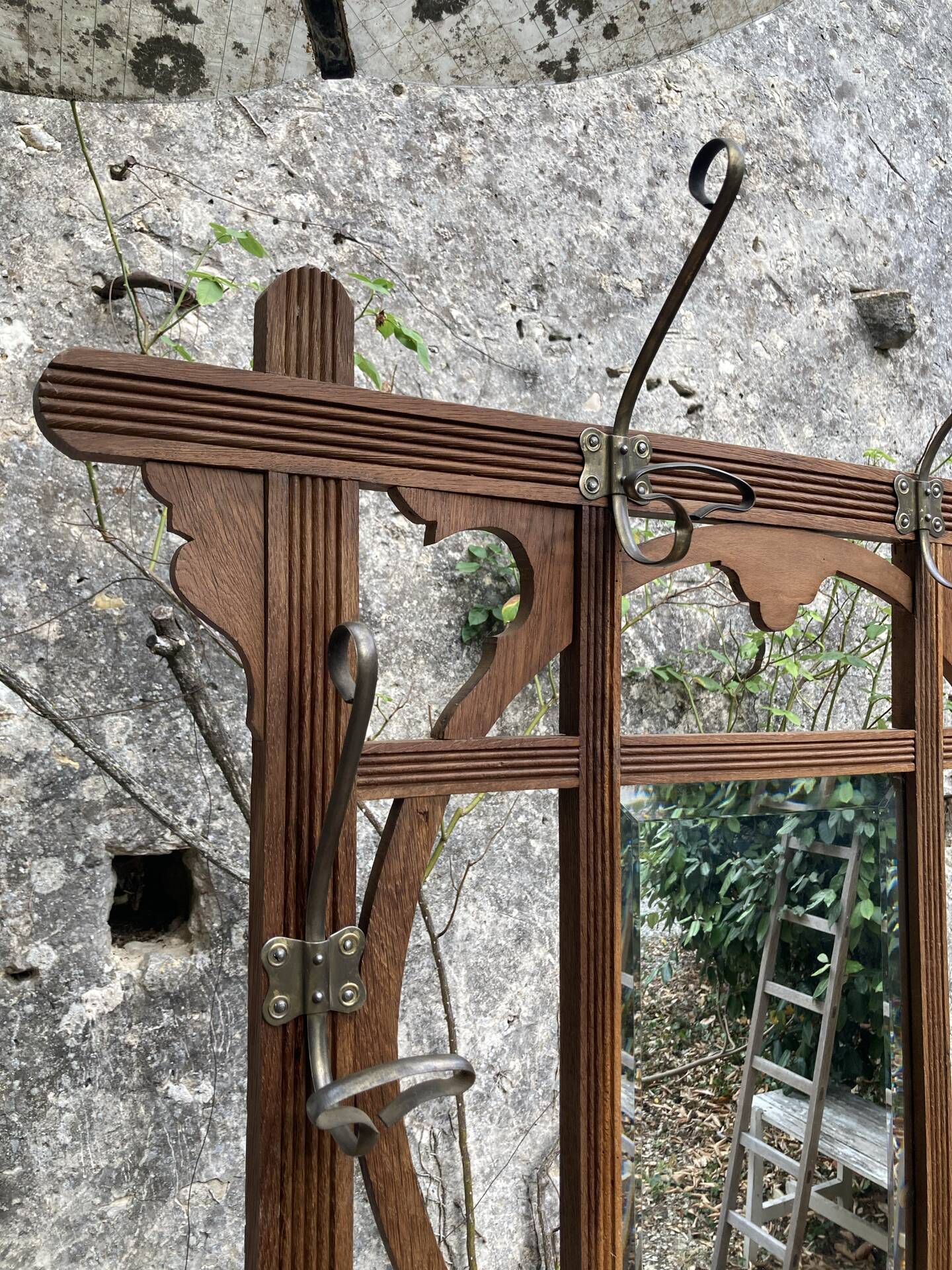 Old wooden entrance coat rack