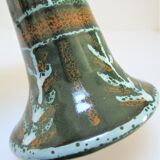 enamelled ceramic candle holder signed "S" plant decoration 70s