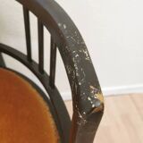 Banc Art Nouveau vintage en bois courbé : assise rembourrée des années 1950