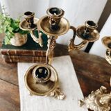 Duo of antique bronze chandeliers