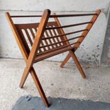 Foldable wooden magazine holder Braakman and Scandinavian vintage Pastoe