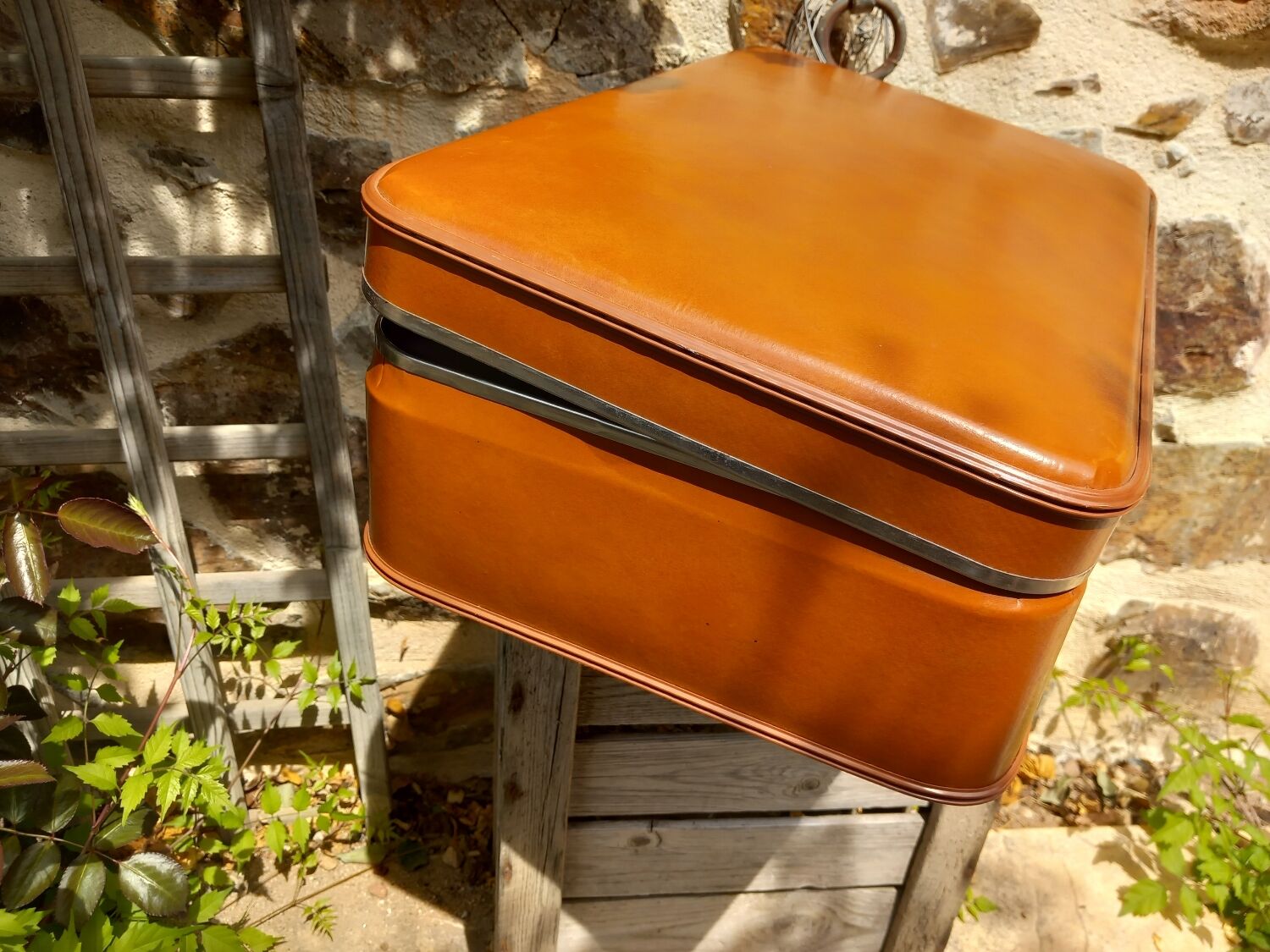 Small antique cardboard suitcase