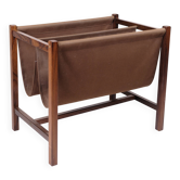 Porte-revue - palissandre et toile marron - design danois - années 1960