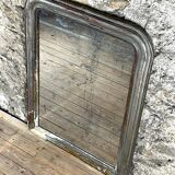 Antique Louis-Philippe Mirror, 19th Century, Shabby Silver Patina