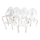 Rare exquisite set of six French peacock garden patio chairs, 1950s