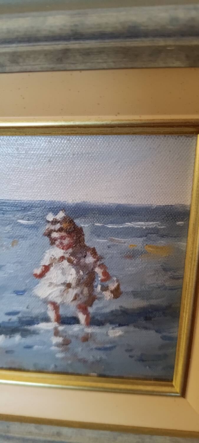 Tableau fillettes sur la plage