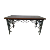 Table basse fer forgé et bois