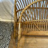 Lit corbeille rotin d’epoque pour sommier de largeur 90