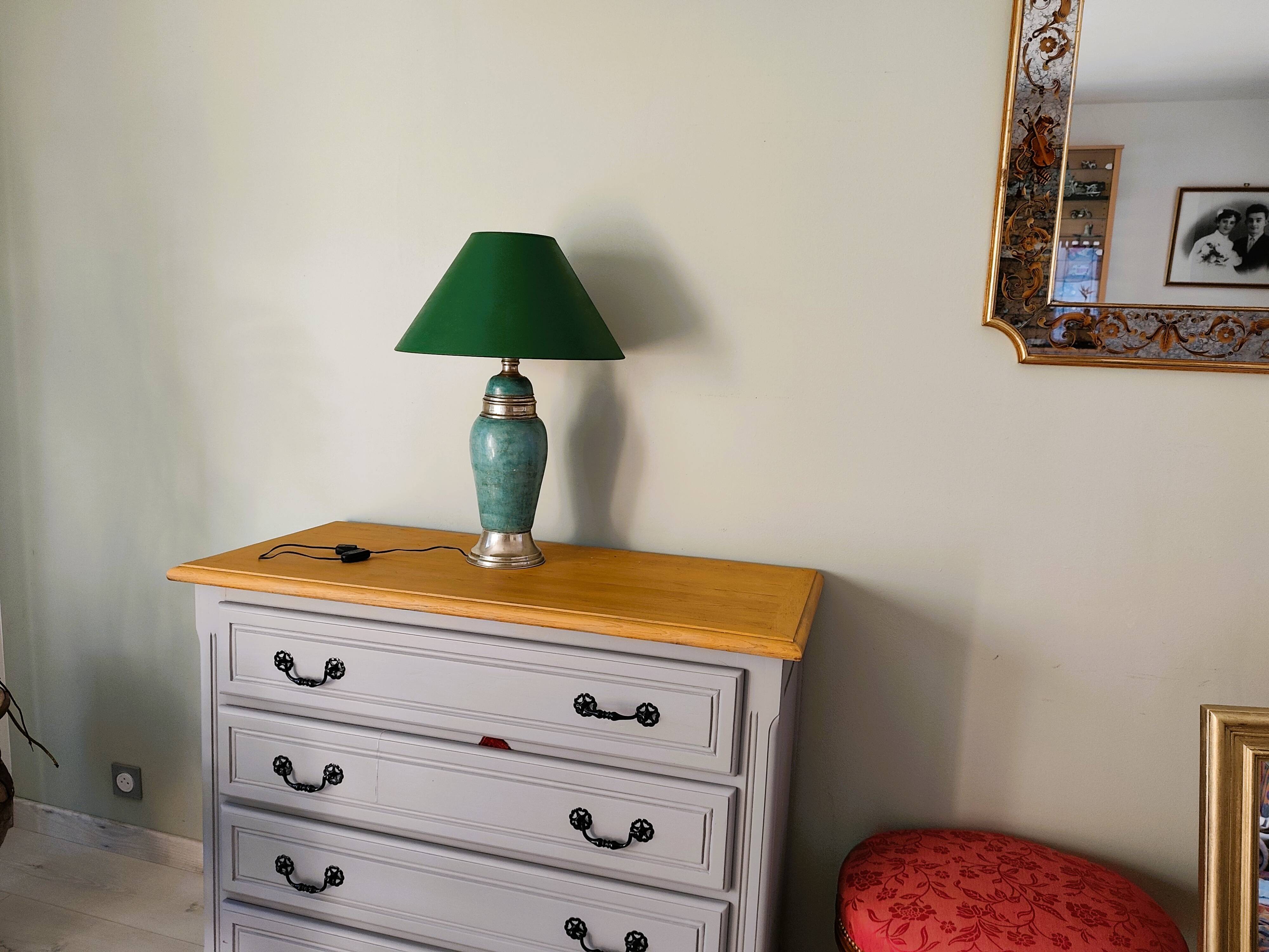Turquoise and brass table lamp