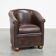 luxury dark leather club chair with English-style ball feet