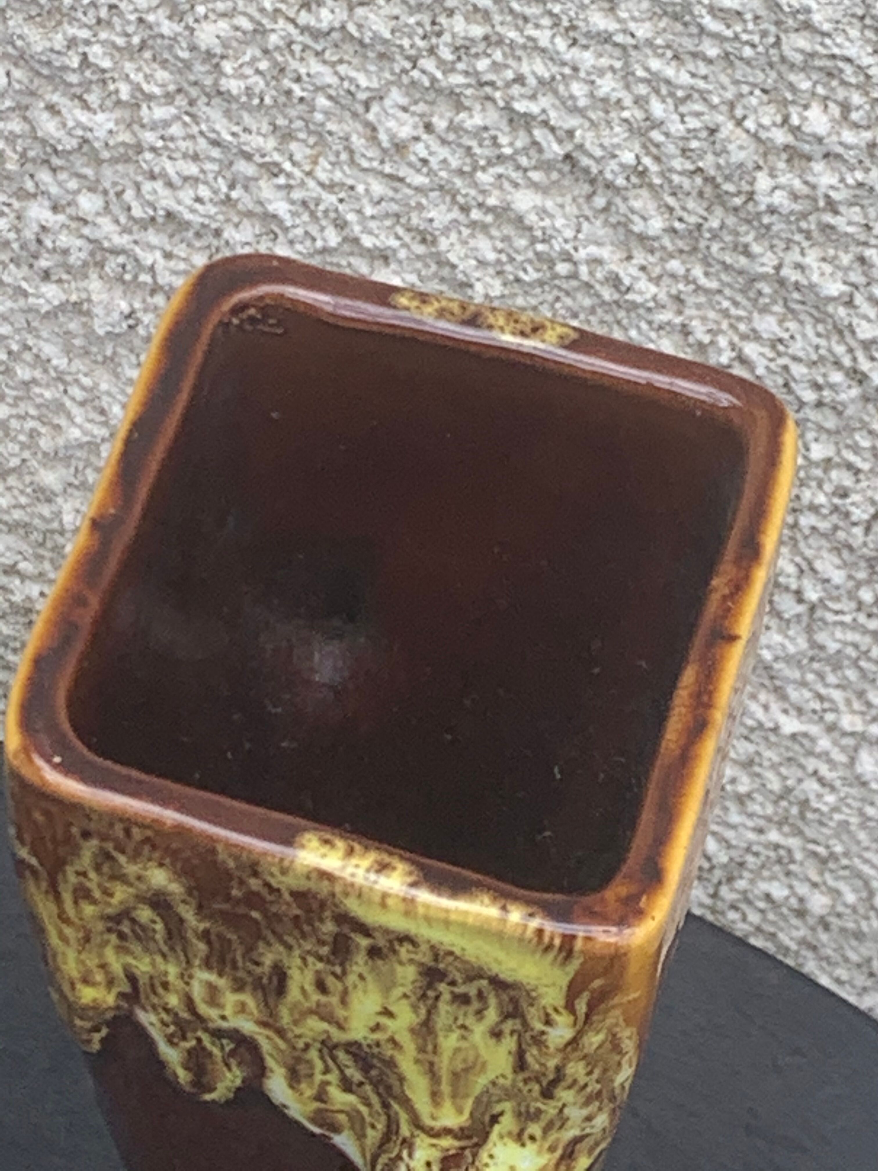 1970 ochre enamelled ceramic vase and vintage 1970