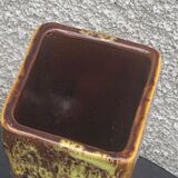 Vase en céramique émaillée flammée ocre design et vintage 1970