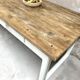 Farm table with off-white legs.