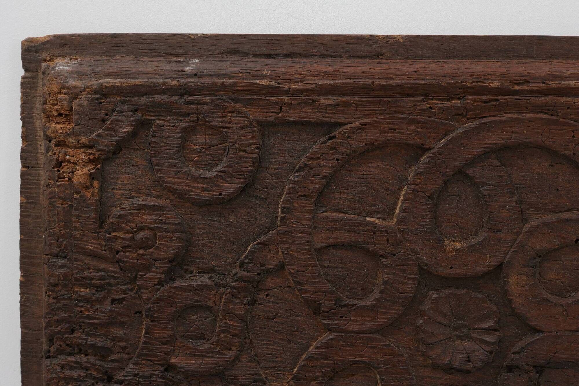Large French Gothic Oak Panel with Interlaced Geometric Carving, 16th Centu