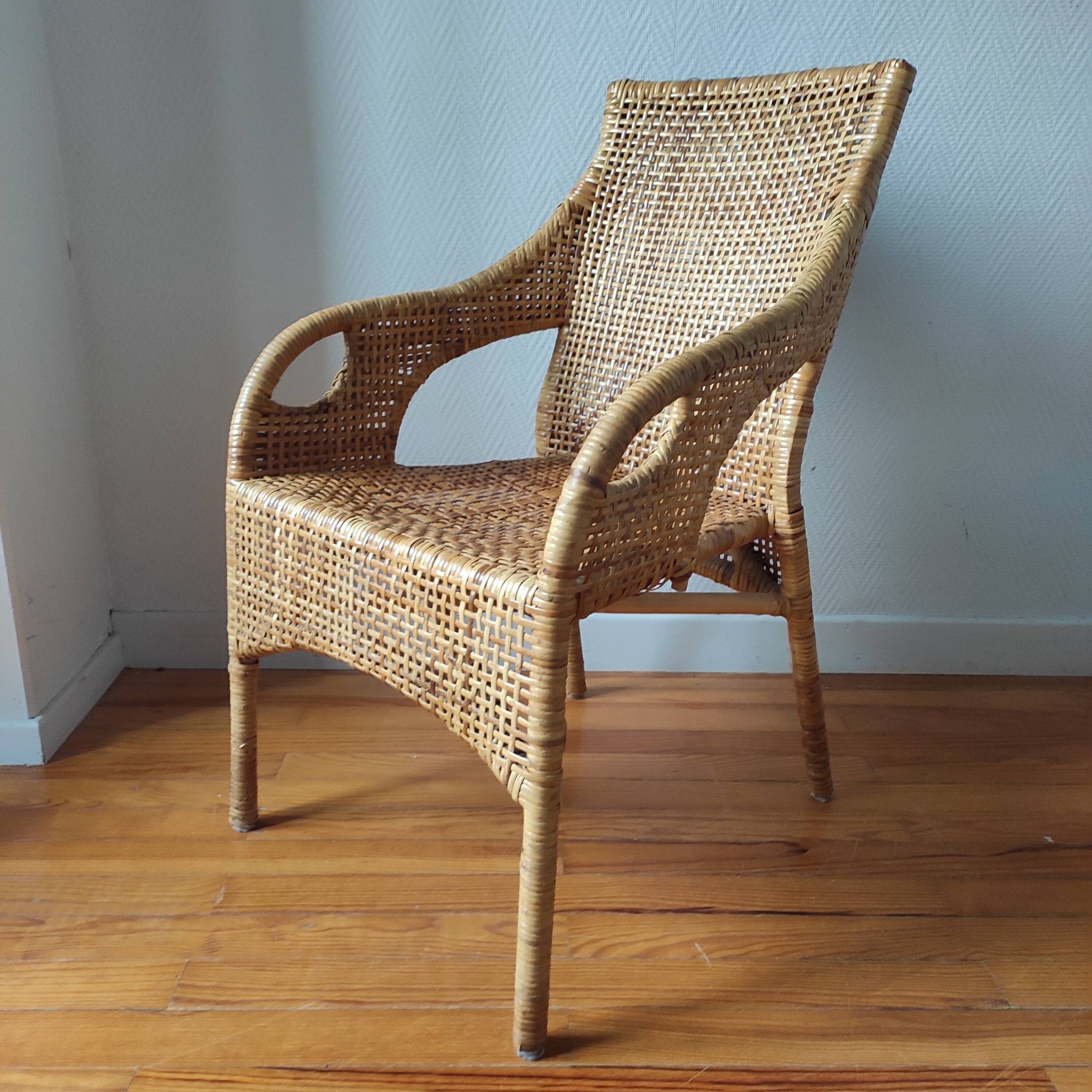 Fauteuil vintage en rotin de Maria Vinka pour Ikéa