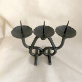 Brutalist beaten iron chandelier