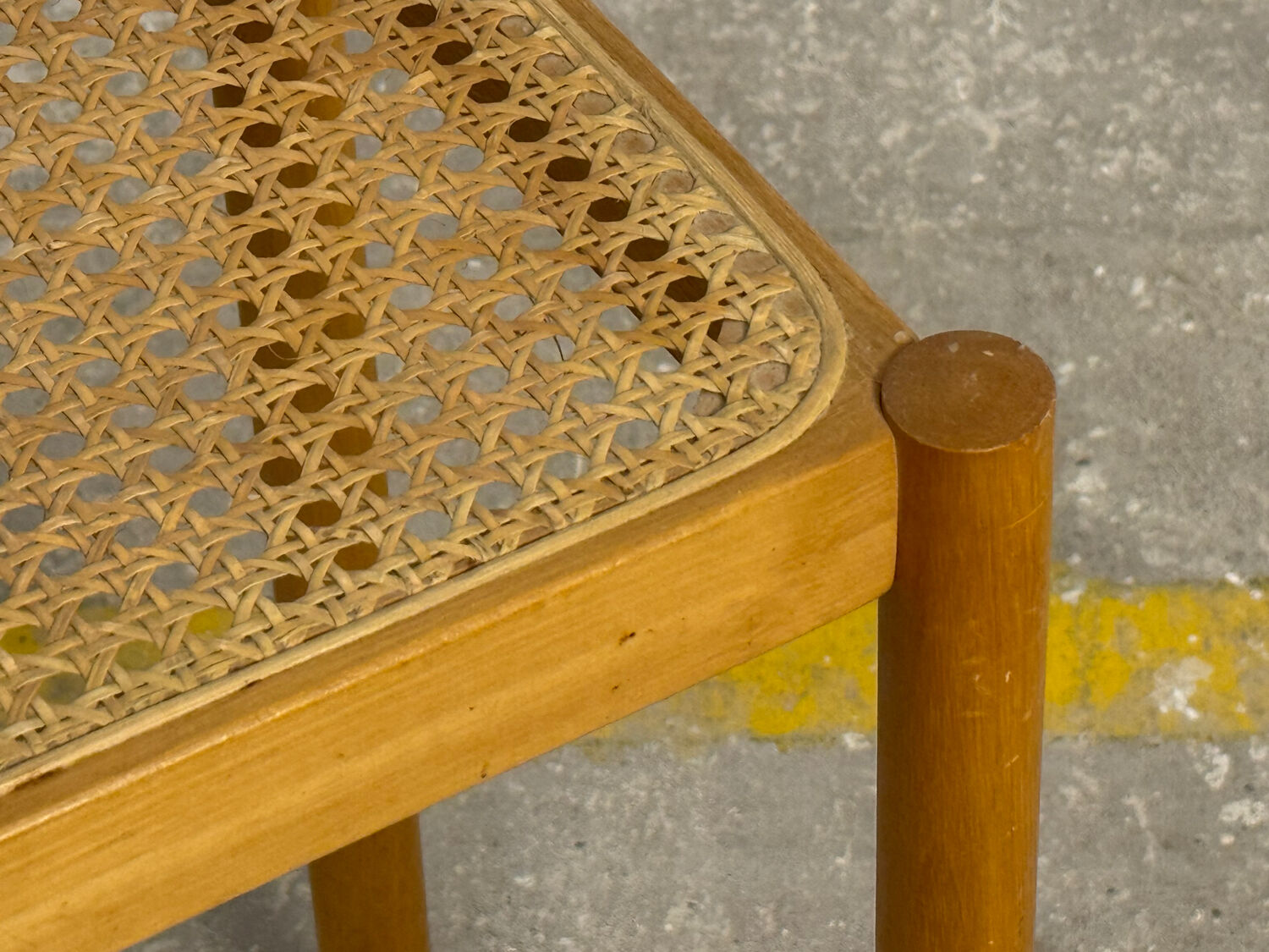Set of Scandinavian nesting tables in wood and cane – 1960s