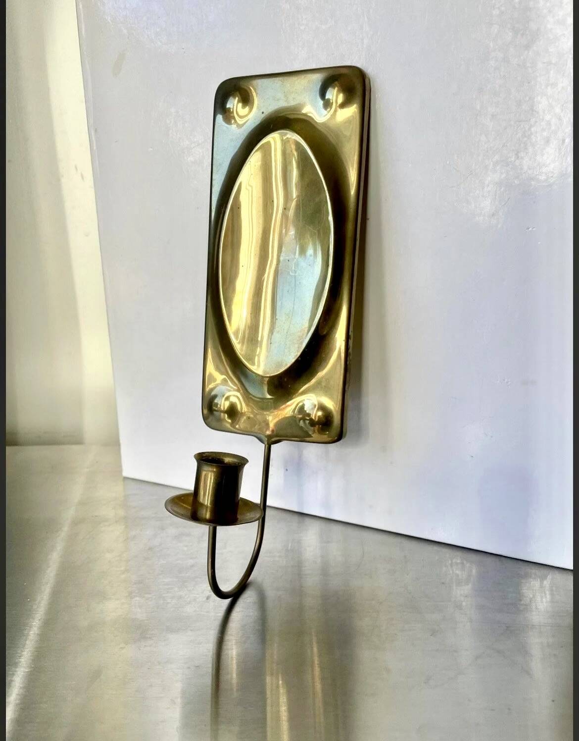 Vintage Brass Wall Candle holder  Sconce  height 28.5 cm