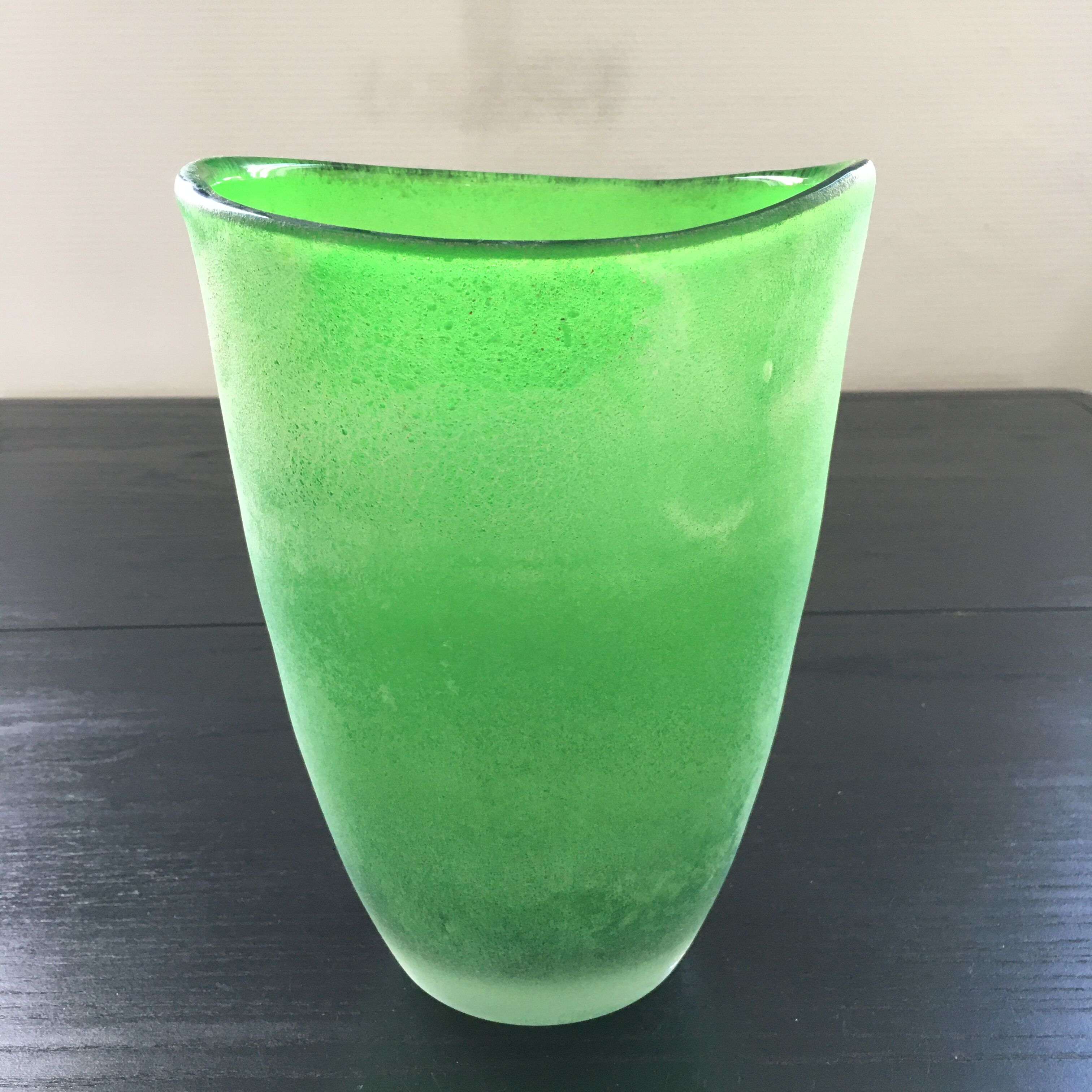 Green glass paste vase