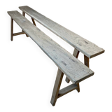 Paire de bancs rustiques