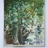 Grand paysage abstrait, peinture à l'huile signée Per Olof Netterblad, 1976