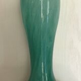 Vintage speckled green marbled glass vase, art nouveau