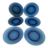 6 sapphire blue dessert plates Vereco – 1970s