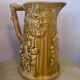 Old large Sarreguemines Majolica earthenware pitcher, vintage slip