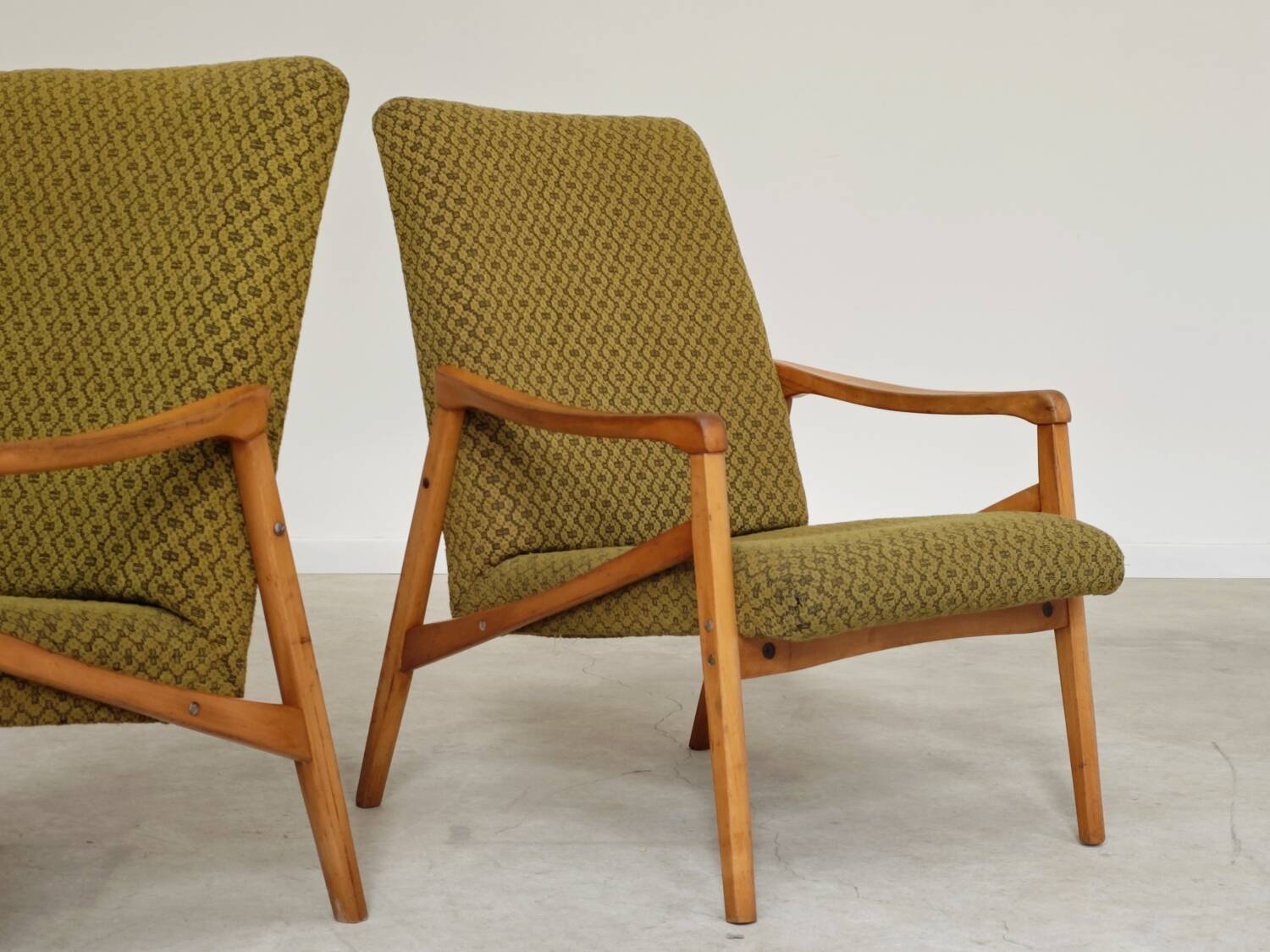 Pair of light green armchairs by Jiri Jiroutek for Interier Praha, 1960