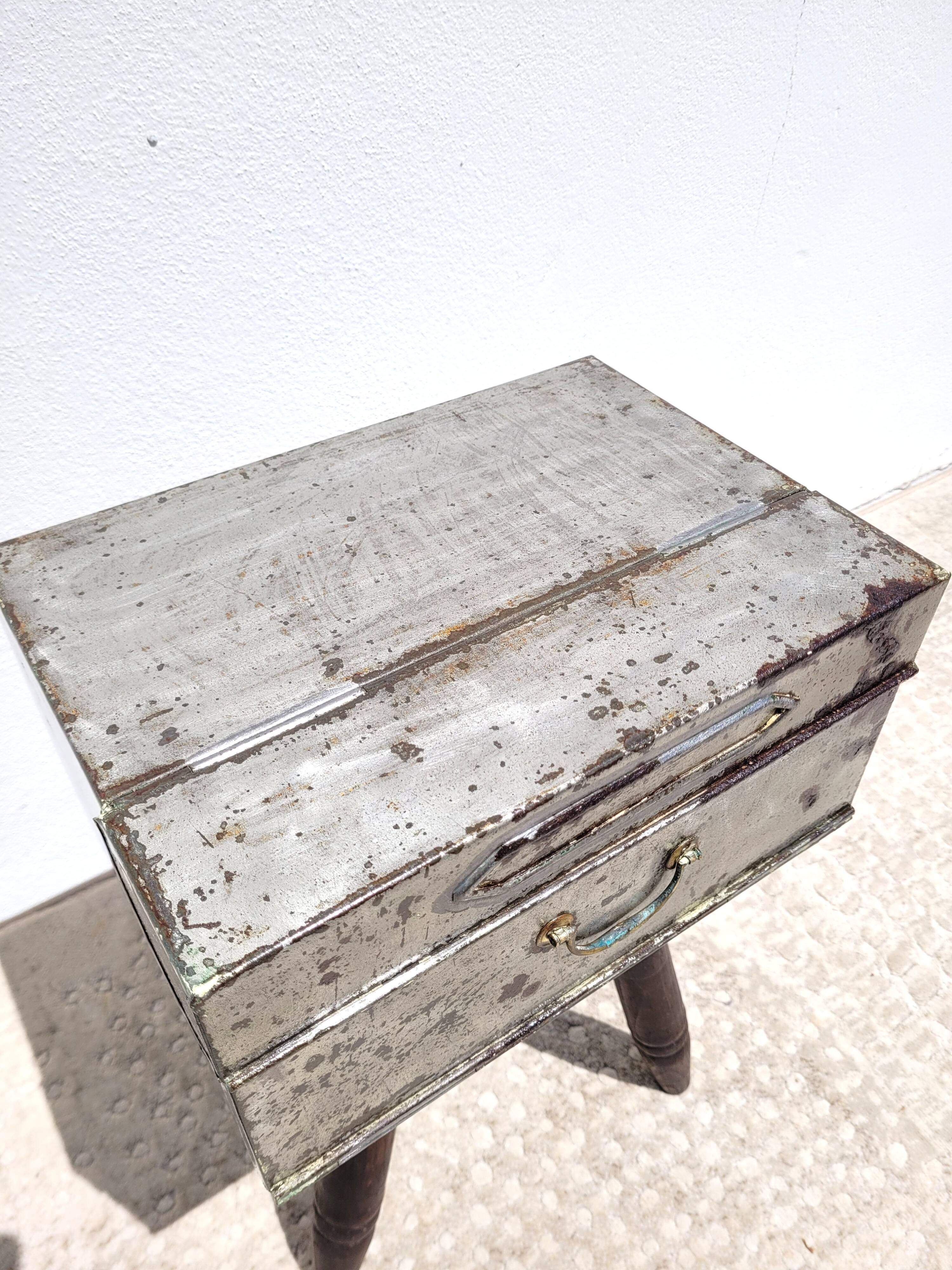 Old sheet metal filing cabinet storage box