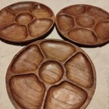 Set of 3 teak plates
