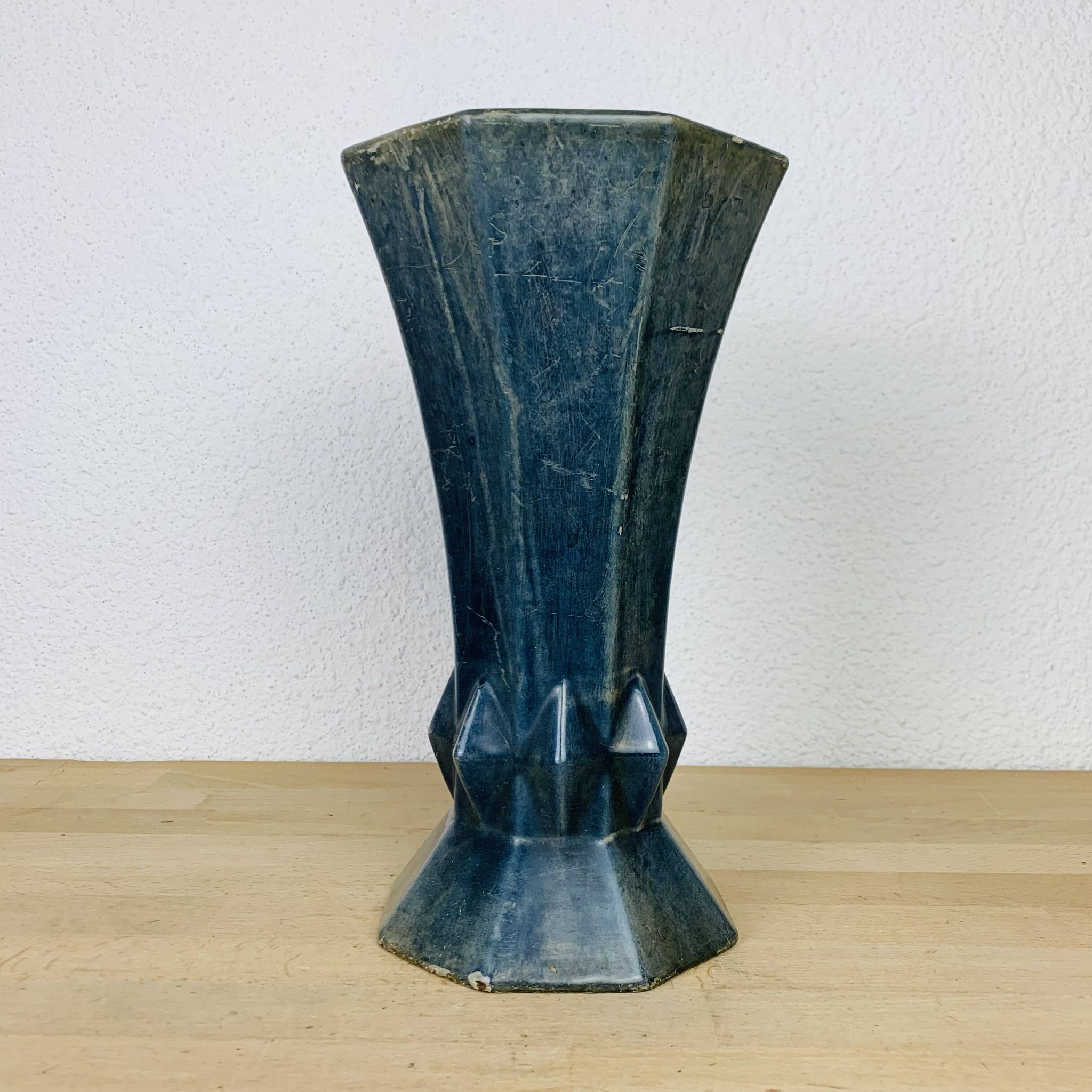 Art Deco enameled cast iron vase