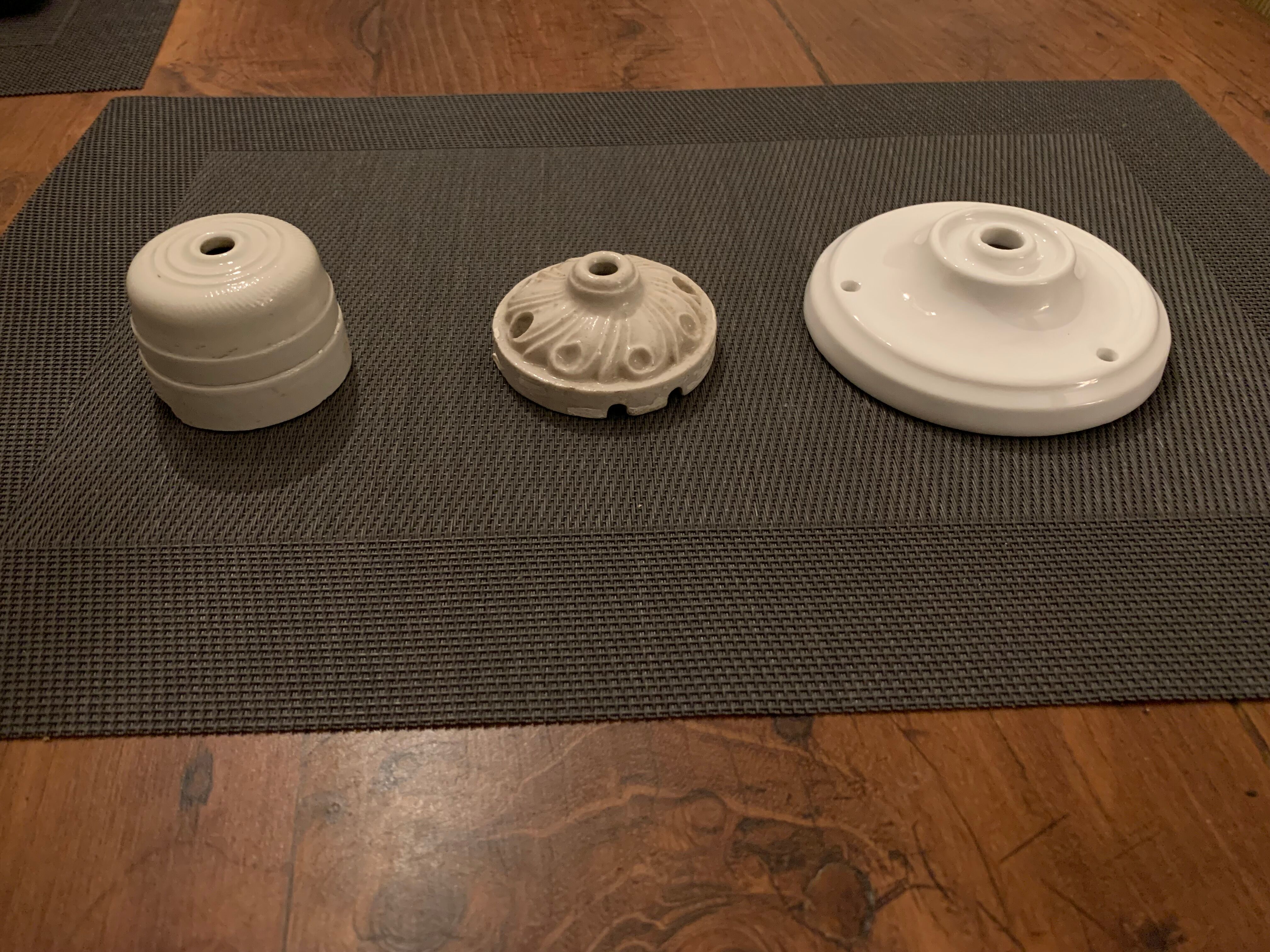 Pair of serrated opaline bistro pendant lamps