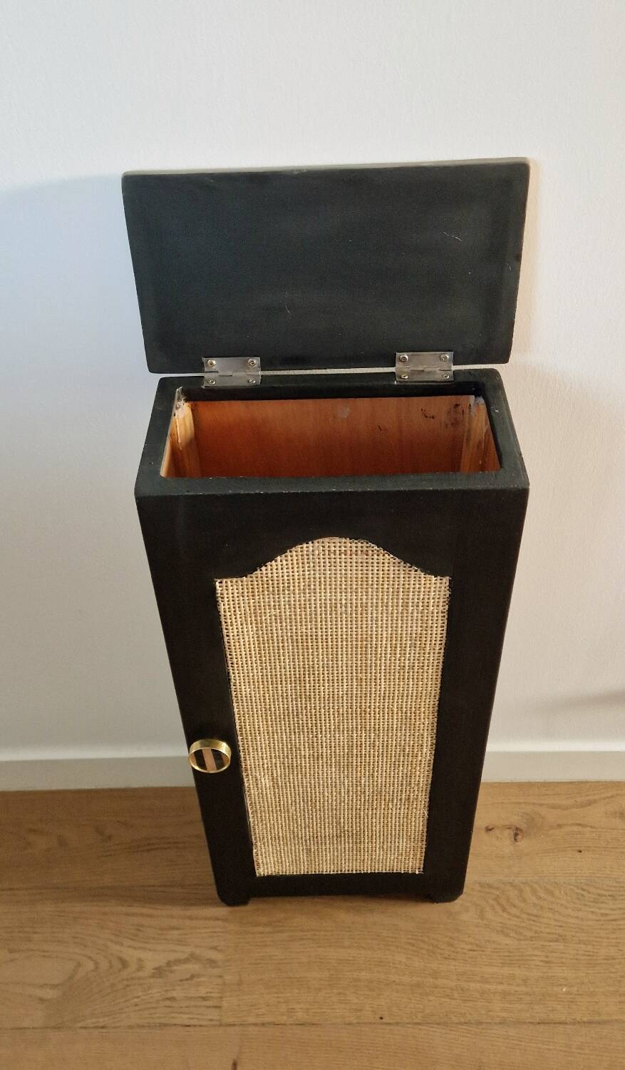Wooden chest with caning