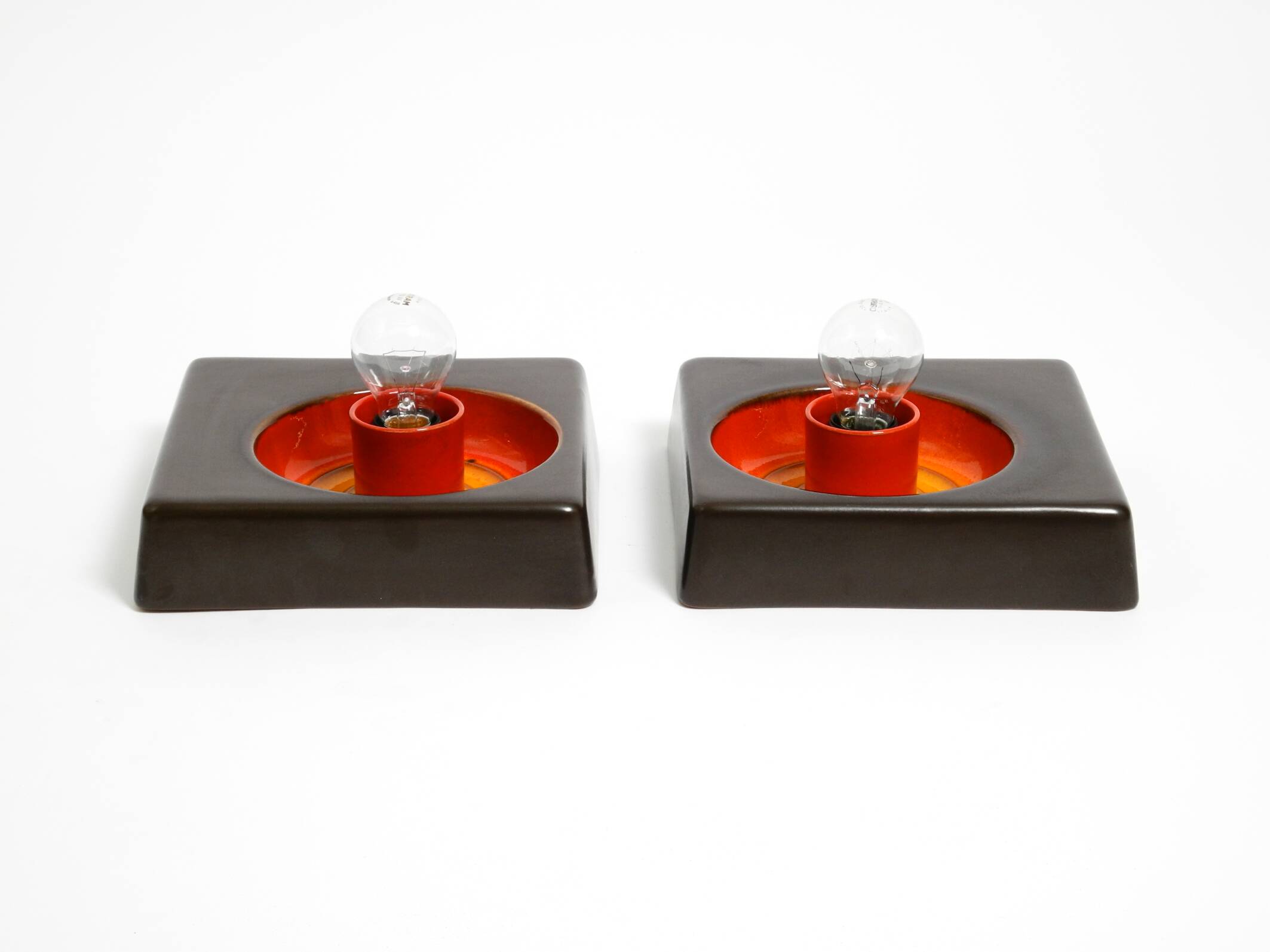 Two beautiful original 1970s Space Age ceramic wall lamps